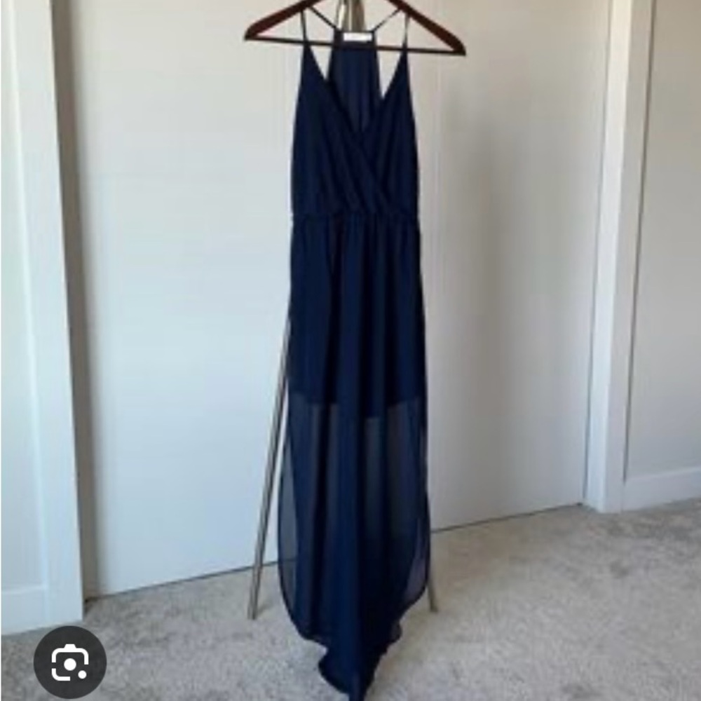 Lush Blue Asymmetrical High-Low Halter Dress